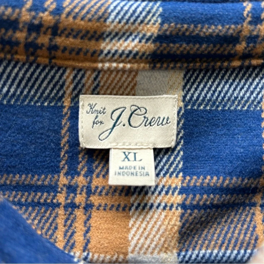 NWT J Crew Seaboard Soft Knit Shirt Men’s XL Brown Blue White Plaid BV898